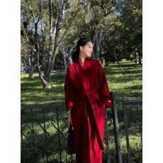批发双面羊毛大衣女秋冬红色订<b class='q'>婚礼</b><b class='q'>服</b>圣诞穿搭过年<b class='q'>敬酒</b><b class='q'>服</b>长款毛呢外套