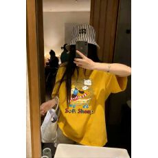 批发韩国东大门秋季新款美式复古时尚印花短袖T恤女休闲百搭显瘦上衣