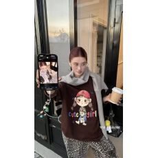 批发韩国东大门秋季新款美式复古时尚印花短袖T恤女休闲百搭显瘦上衣