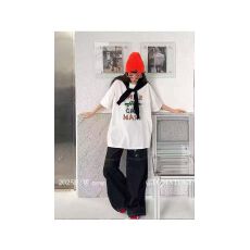 批发韩国东大门秋季新款美式复古时尚印花短袖T恤女休闲百搭显瘦上衣