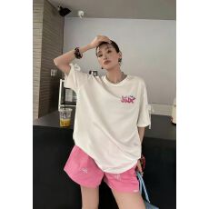 批发韩国东大门秋季新款美式复古时尚印花短袖T恤女休闲百搭显瘦上衣