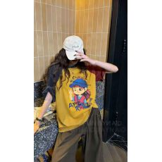 批发韩国东大门秋季新款美式复古时尚印花短袖T恤女休闲百搭显瘦上衣