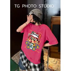 批发韩国东大门秋季新款美式复古时尚印花短袖T恤女休闲百搭显瘦上衣