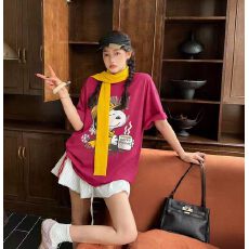 批发韩国东大门秋季新款美式复古时尚印花短袖T恤女休闲百搭显瘦上衣