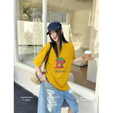 批发韩国东大门秋季新款美式复古时尚印花短袖T恤女休闲百搭显瘦上衣