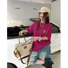 批发韩国东大门秋季新款美式复古时尚印花短袖T恤女休闲百搭显瘦上衣