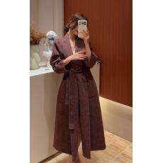 批发新款睡袍双面羊绒大衣女<b class='q'>桑蚕丝</b>高货青果领系带浴袍款加厚毛呢外套