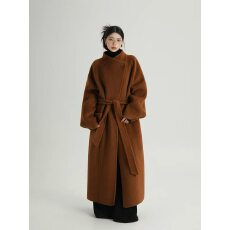 批发SRYS AME气质长款宽松羊毛大衣双面毛呢外套呢子羊绒秋冬季<b class='q'>女装</b>