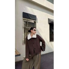 批发玖姿安娜蔻轻熟风毛绒翻领绵羊毛双面呢大衣<b class='q'>女装</b>2026冬季新款