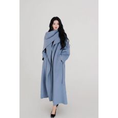批发CHIC ARITA 显白酒红披肩围巾领双面羊绒羊毛大衣女毛呢外套长款