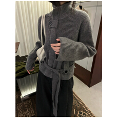 批发复古高领山羊绒针织开衫女<b class='q'>欧洲站</b>2025秋装新款欧货女装毛衣外套潮