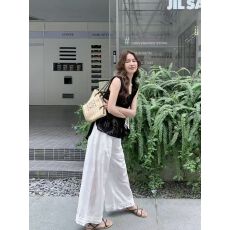 批发慵懒松弛感镂空阔腿裤女2026夏季新款高腰显瘦<b class='q'>休闲</b>裤