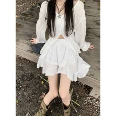 批发不规则拼接蕾丝花边半身裙女2025年新款<b class='q'>冬</b>季大码胖mm高腰显瘦短裙