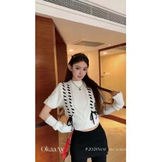 批发2026 绑带麻花针织上衣女