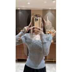 批发2026蕾丝拼接针织上衣女