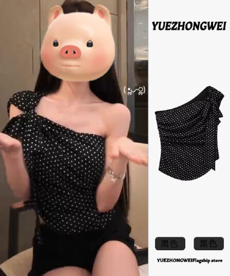 비스듬한 어깨 불규칙 쇼트 스타일 맨위 여성