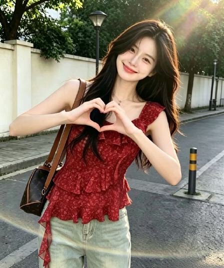 불규칙 꽃무늬 슬립 맨위 여성
