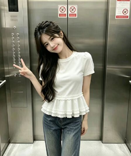 프릴 티셔츠 맨위 여성
