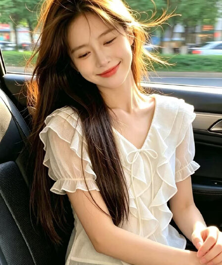 프릴 거품 소매 셔츠 맨위 여성
