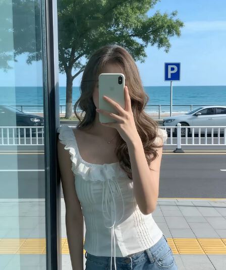 프릴 펌프 로프 레이스업 민소매 조끼 맨위 여성