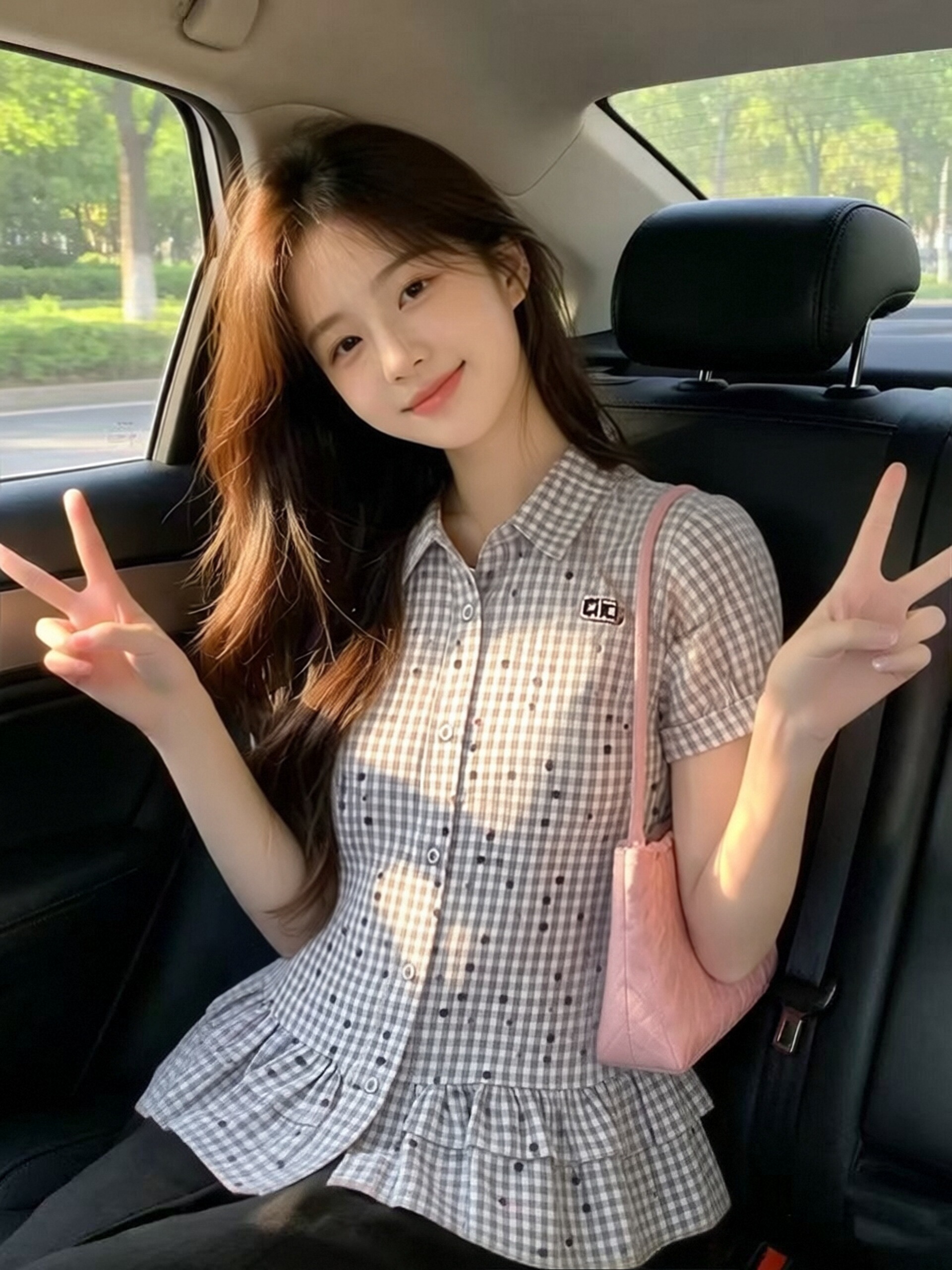 프릴 거품 소매 색상 도트 무늬 셔츠 맨위 여성