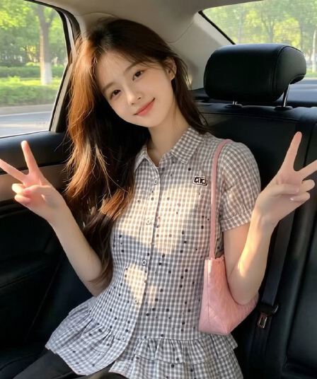 프릴 거품 소매 색상 도트 무늬 셔츠 맨위 여성