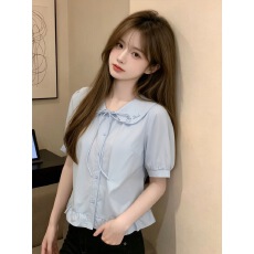 娃娃领蝴蝶结衬衫上衣女