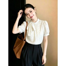 批发雪纺波点蝴蝶<b class='q'>衬衫</b>上衣女