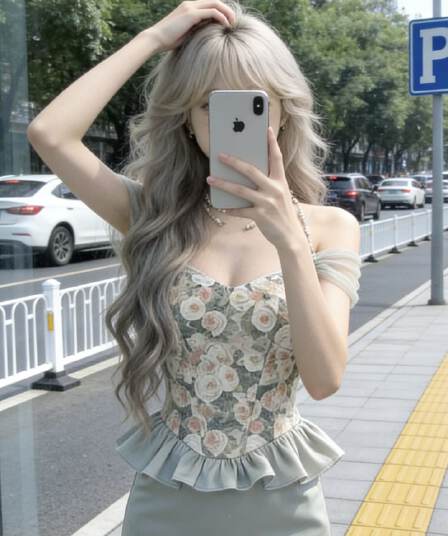 보트넥 꽃무늬 패치워크 허리 수축 맨위 여성