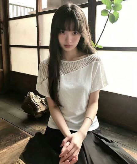 홀로우 아웃 패치워크 비스듬한 어깨 허리 수축 니트 맨위 여성
