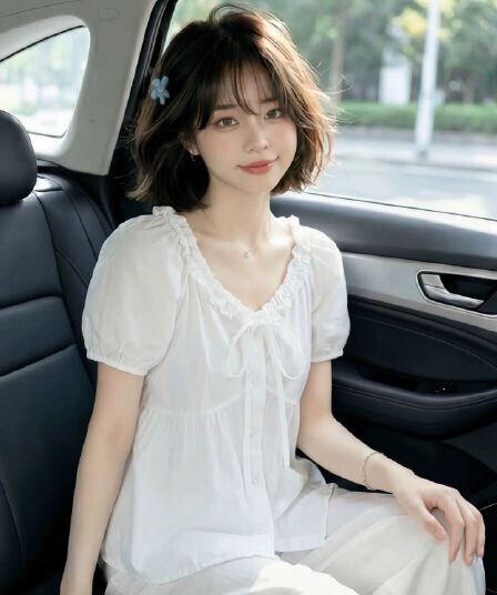 레이스업 나비 매듭 거품 소매 셔츠 맨위 여성