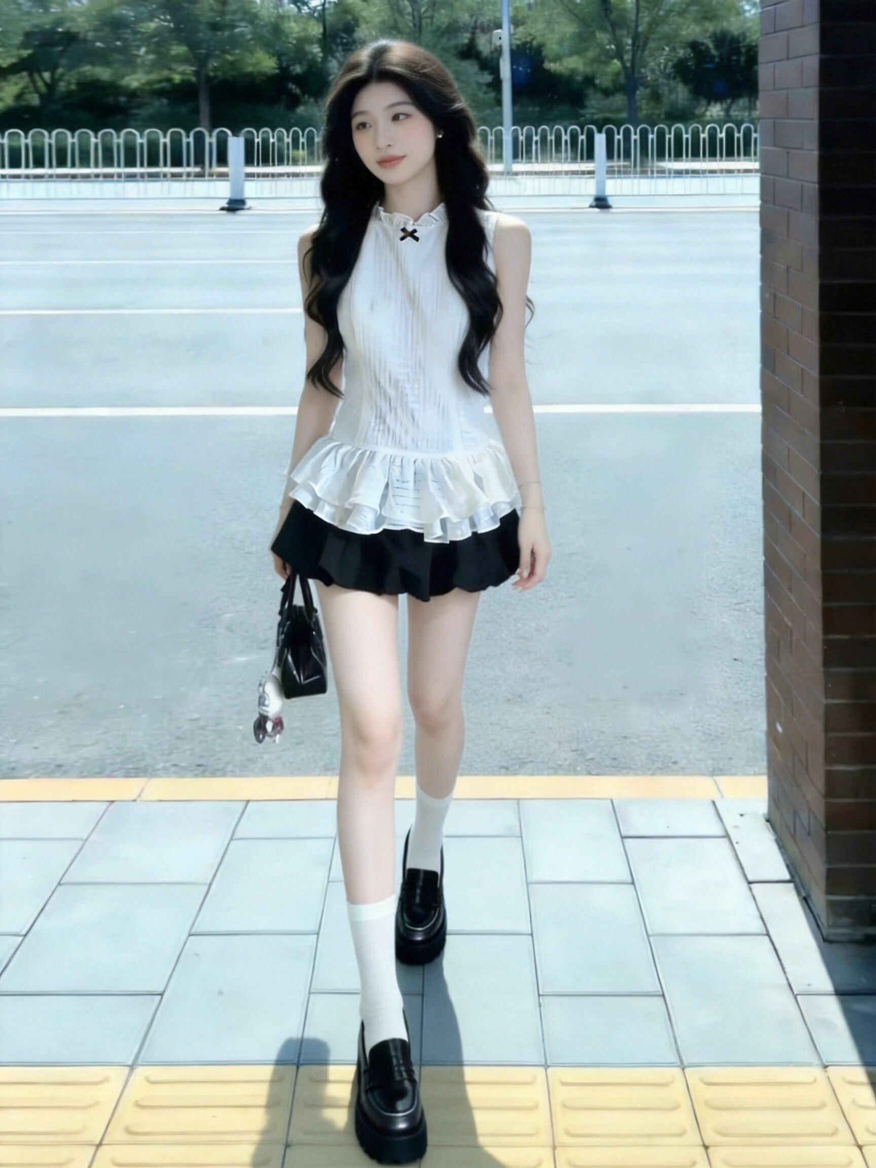 민소매 체크무늬 셔츠 맨위 여성