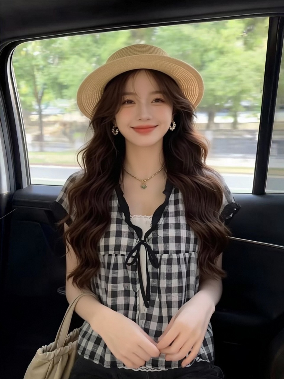 페이크 레이어드 체크무늬 셔츠 맨위 여성