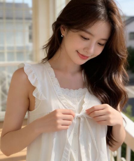프릴 페이크 레이어드 셔츠 맨위 여성