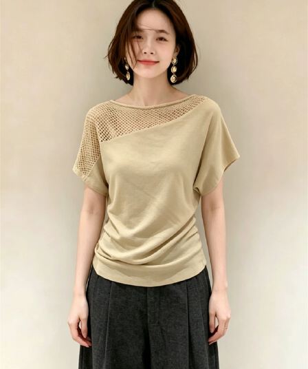 불규칙 메시 그리드 홀로우 아웃 니트 맨위 여성