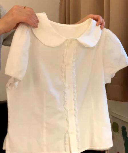베이비 칼라 레이스 셔츠 맨위 여성