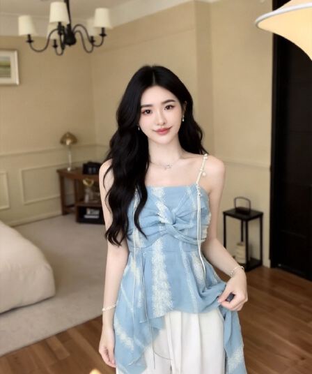 불규칙 프릴 비틀림 캐미솔
