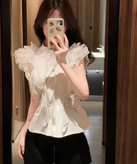 레이스 Feifei 소매 셔츠 맨위 여성