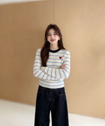가을 za 배색 스트라이프 맨위