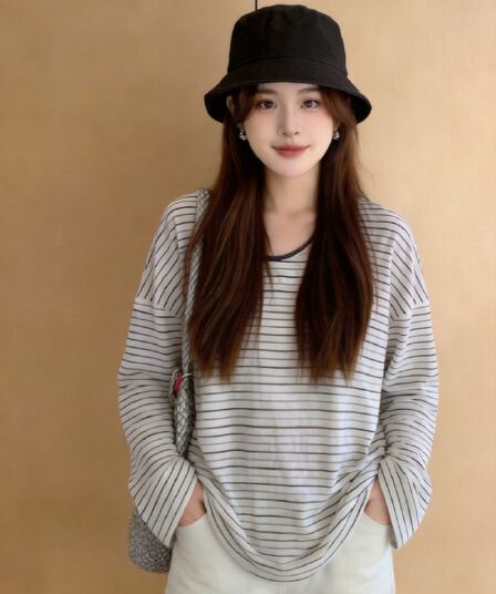 가을 스트라이프 블라우스 맨위