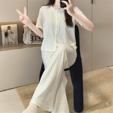 批发实拍~春夏季新款<b class='q'>碎花</b>短袖长<b class='q'>裤</b>睡衣女简约韩版ins家居服套装