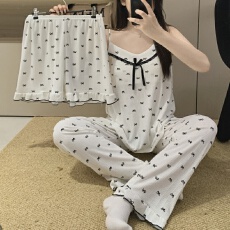 批发实拍~夏季新款碎花吊带短裤长裤<b class='q'>睡衣</b><b class='q'>三件套</b>韩版ins可外穿家居服