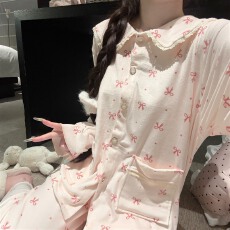 批发实拍~秋冬新款金<b class='q'>丝绒</b>碎花娃娃领开衫睡衣女简约韩版ins家居服<b class='q'>套装</b>