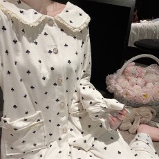 批发实拍~秋冬新款金<b class='q'>丝绒</b>碎花娃娃领开衫睡衣女简约韩版ins家居服<b class='q'>套装</b>