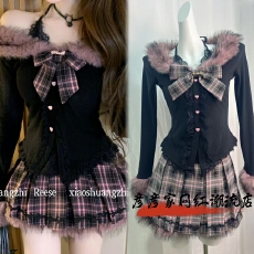 瑞茜·威瑟斯 爽Q学姐 日系甜辣辣风格子上衣格子短裙