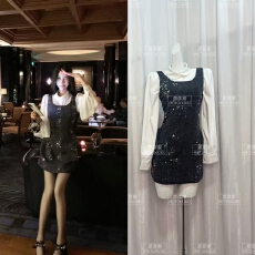 批发Barb Chill12/30新品单件7折50羊毛珠片绣花小香<b class='q'>连衣裙</b><b class='q'>两件套</b>