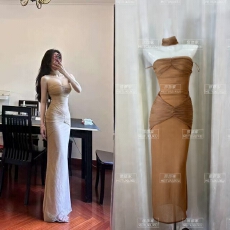 批发易梦玲同款性感亮闪闪抹胸<b class='q'>连衣裙</b>气质优雅显瘦<b class='q'>露背</b>年会礼服长裙子