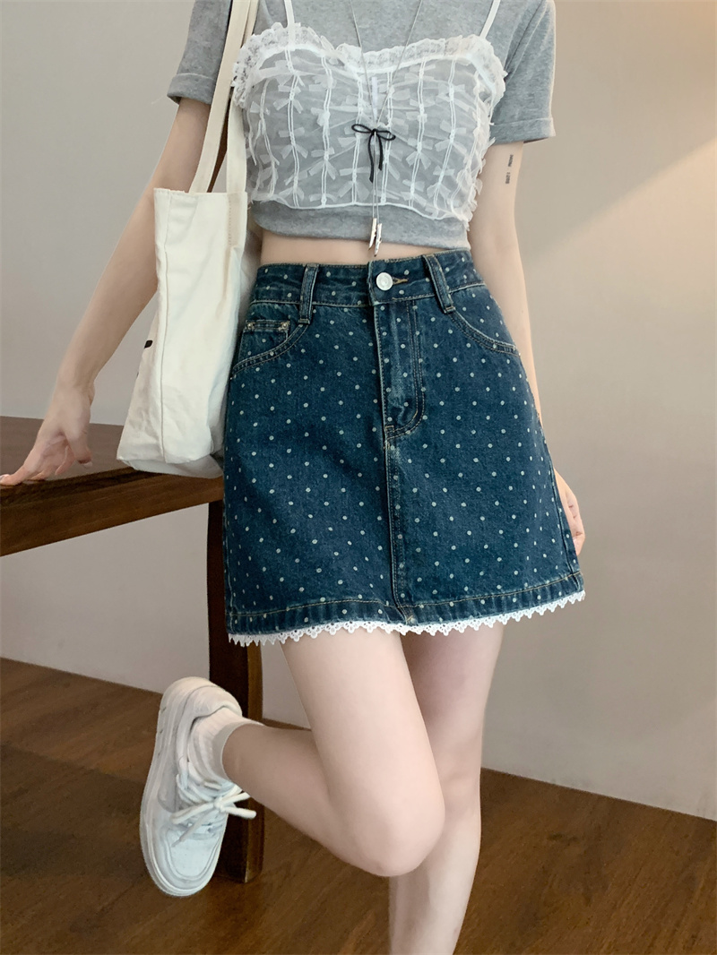 FA24560# 蕾丝花边牛仔...
