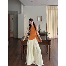 批发实拍实价~设计感圆领<b class='q'>针织衫</b>背心开叉绑带上衣宽松阔腿裤大摆伞裙