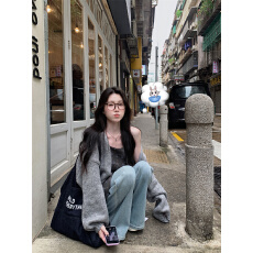 批发<b class='q'>实拍</b>实价~设计感碎花吊带连衣裙外搭软糯灰色毛衣套装